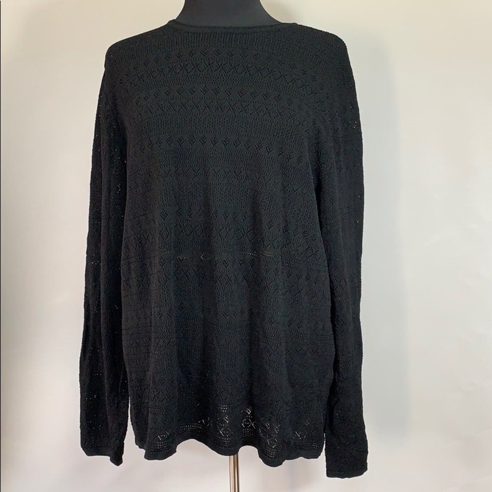 Jones New York Women’s Plus Size 2X Lightweight Sheer Textured Black Sweater